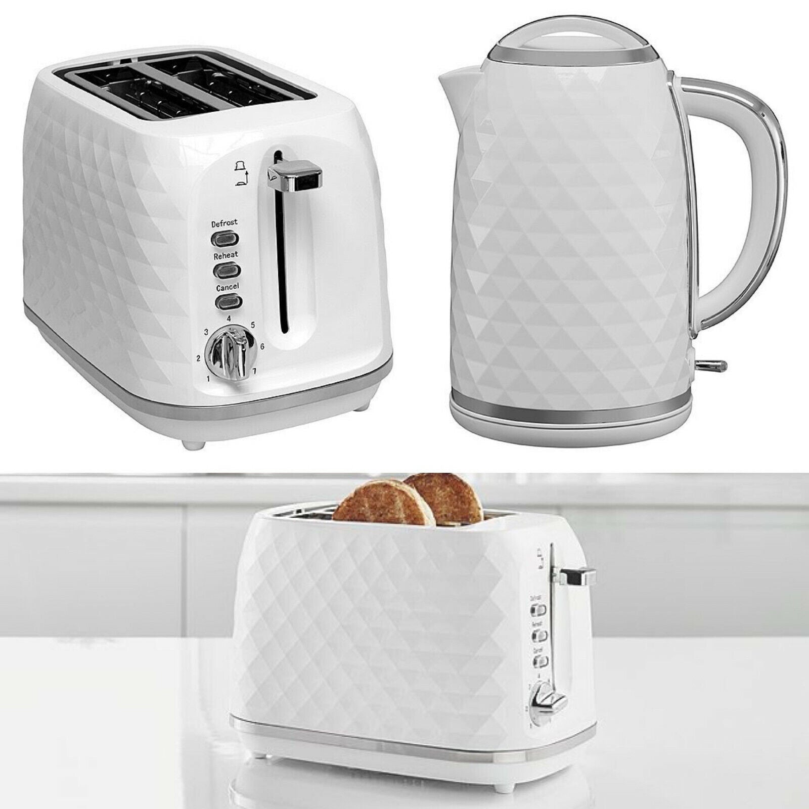 Dimond Textured Kettle and 2 Slice Toaster