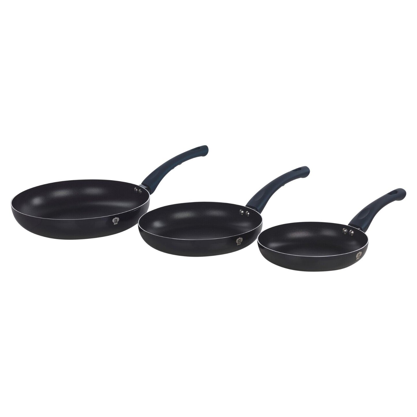 3 Pc Blaumann Frying Pan Set with Soft Touch Handles and 6 Pc Kitchen Tool Set