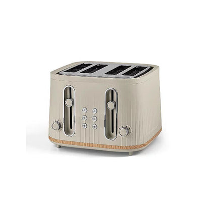 Black - White Wood Scandi 4 Slice Toaster