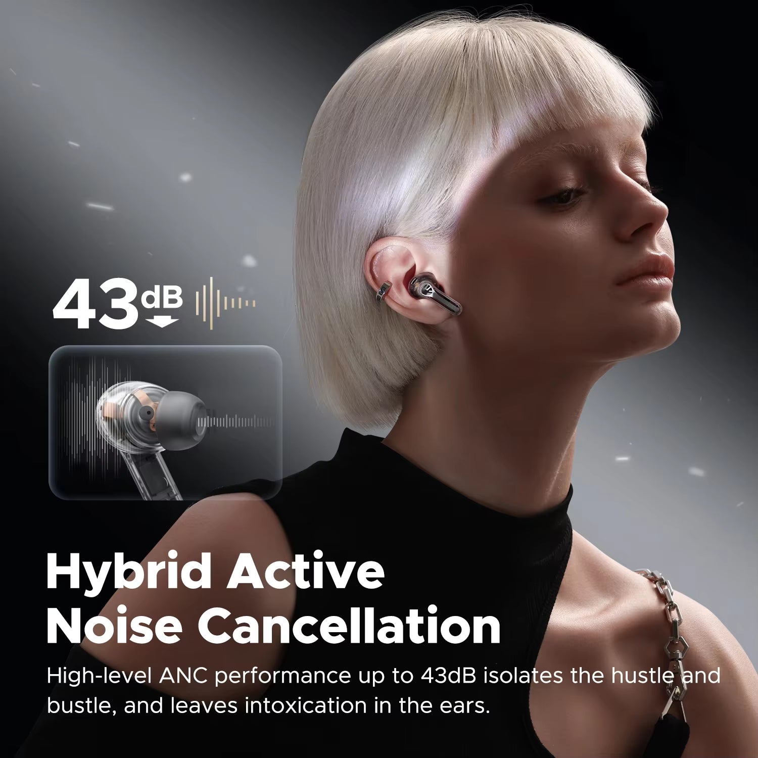 Capsule3 Pro Wireless Earbuds with Hi-Res and LDAC, 43Db Hybrid ANC Bluetooth 5.3 Earphones with 6 Mics, Total 52 Hrs