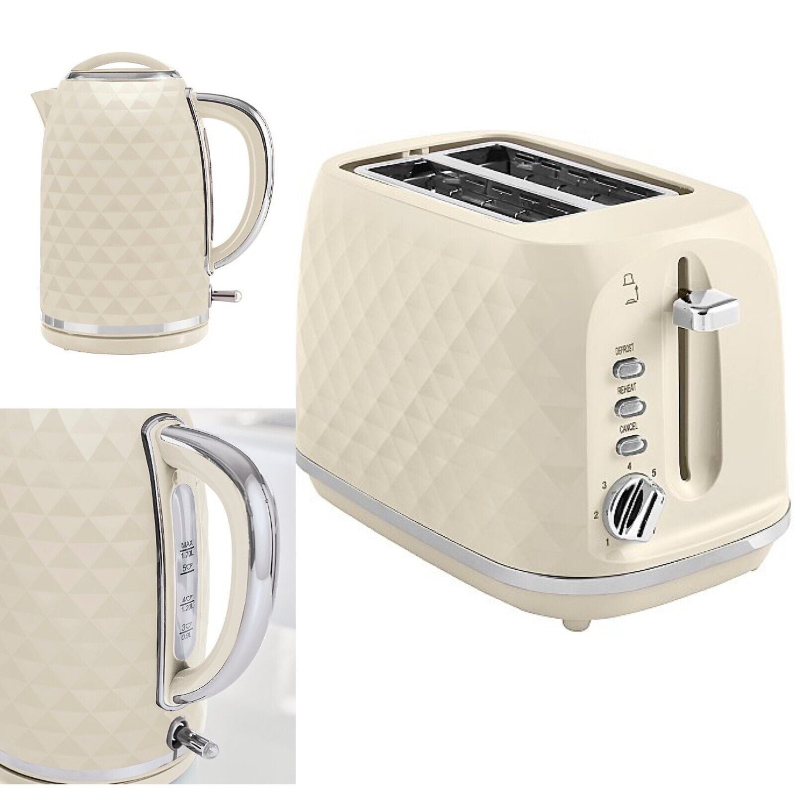 Dimond Textured Kettle and 2 Slice Toaster