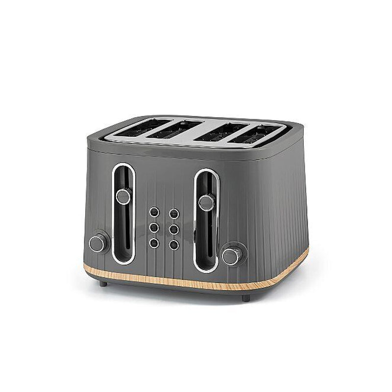 Black - White Wood Scandi 4 Slice Toaster