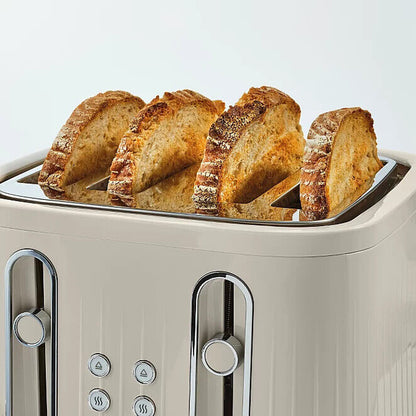 Black - White Wood Scandi 4 Slice Toaster