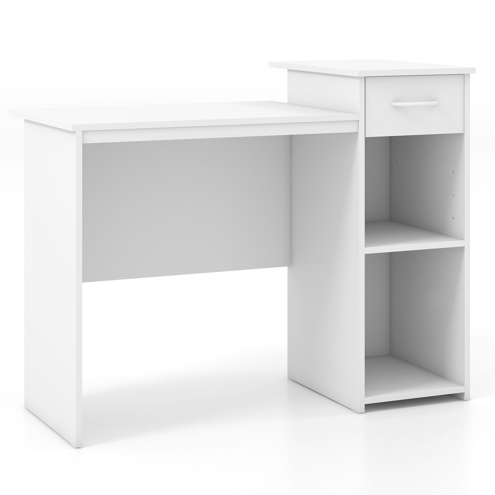 Modern Computer Desk with Adjustable Shelf and Cable Hole