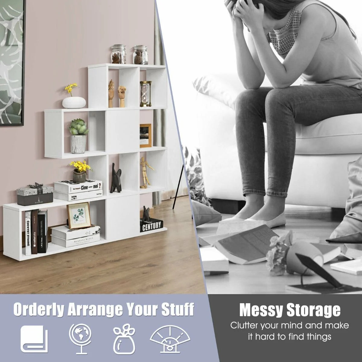 5-Tier Display and Storage Bookshelf for Home and Office