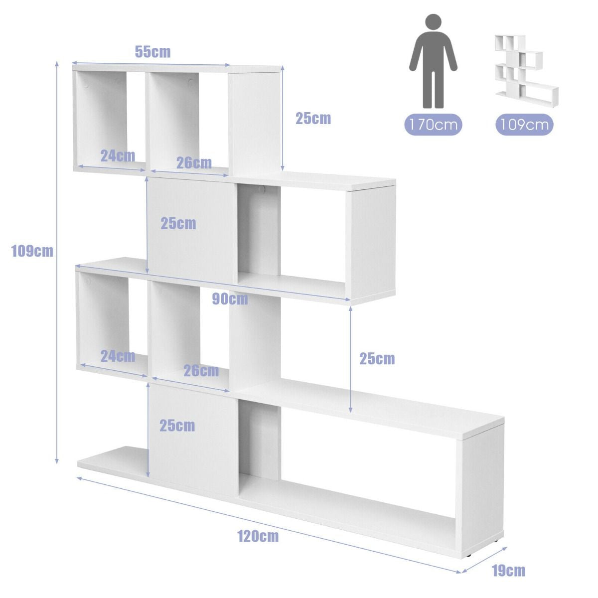 5-Tier Display and Storage Bookshelf for Home and Office