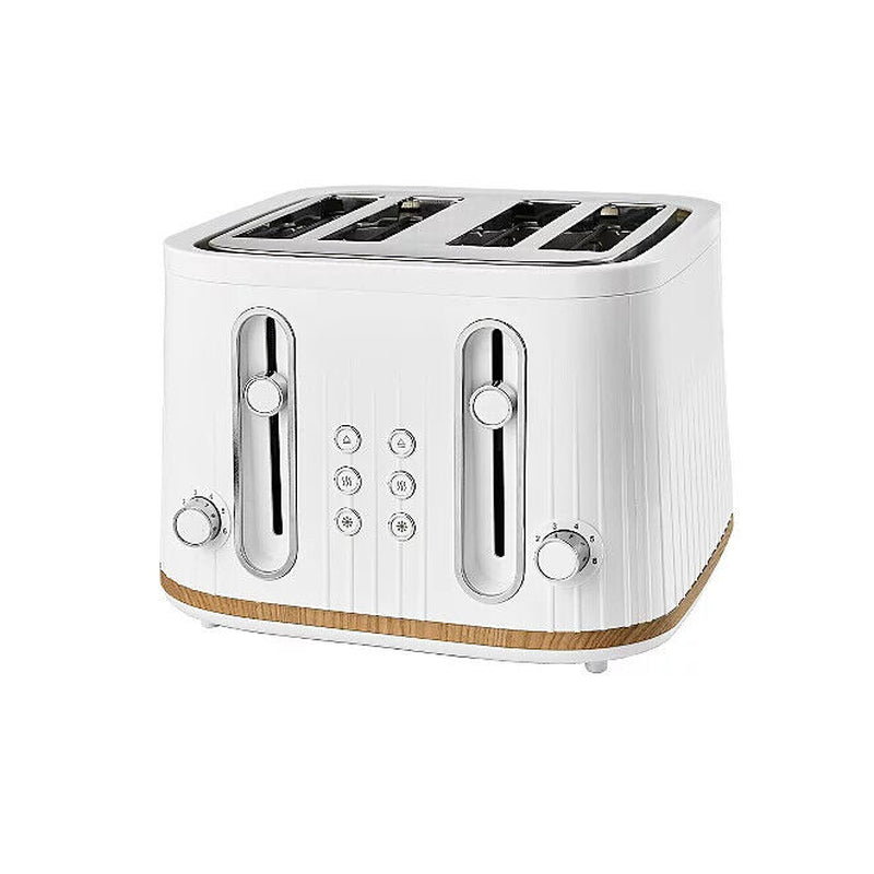 Black - White Wood Scandi 4 Slice Toaster